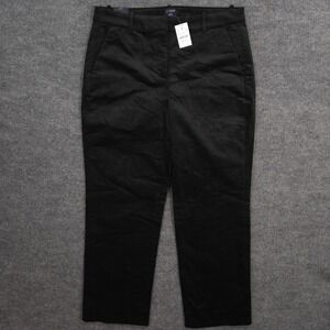 J Crew Velvet Kallie Pants Womens 14 Black Chino Straight Stretch Casual NEW